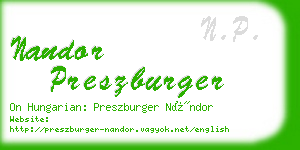 nandor preszburger business card